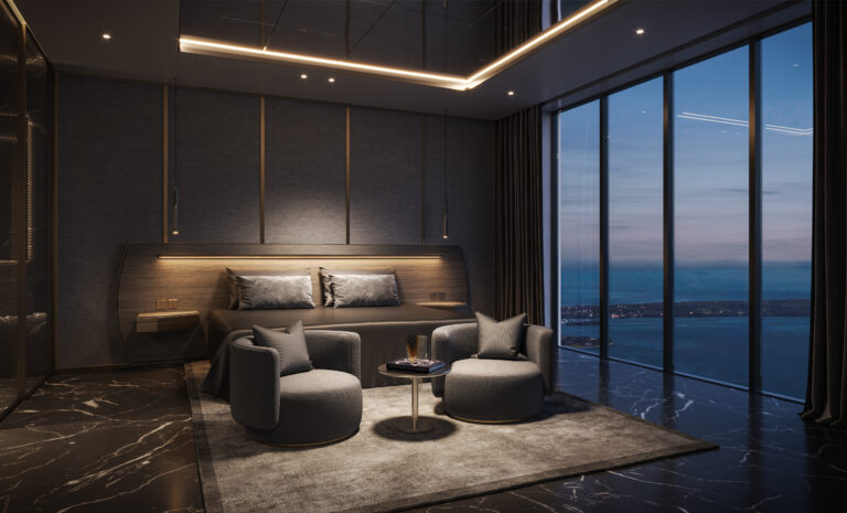 888 Brickell, Dolce&Gabbana, Black Bedroom, JDS Development Group, by LL&Co