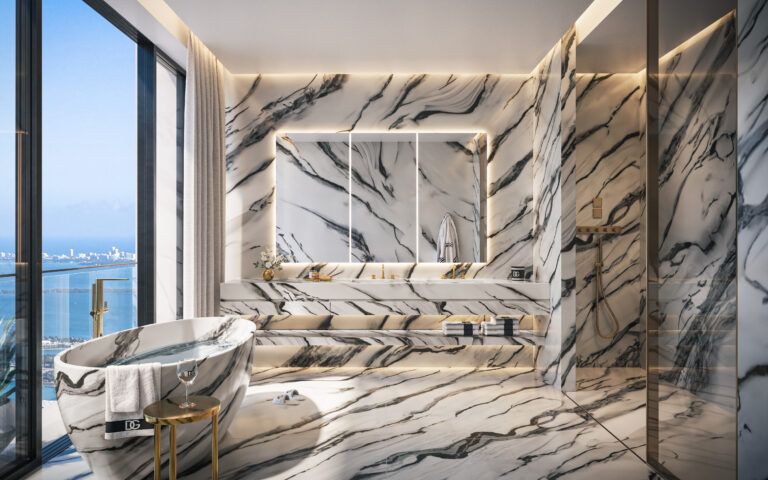 888 Brickell, Dolce&Gabbana, Miami, Bathroom White, JDS Development Group, by LL&Co